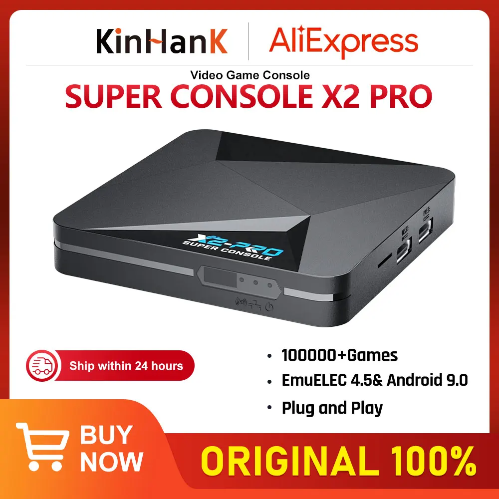 KINHANK Super Console X2 Pro Game Box Retro-Videospielkonsole 100.000 Videospiele für SS/MAME/DC/NAOMI mit Gamepads