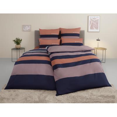 Bettwäsche TOM TAILOR HOME "Carl in Gr. 135x200 oder 155x220 cm", blau (navy, mauve), B/L: 135cm x 200cm, , Renforcé, B/L: 80cm x 40cm, Renforcu00e9, Obermaterial: 100% Baumwolle, Bettwäsche, mit GRATIS-Zugabe: Spannbettlaken, 100% Baumwolle, mit... Image