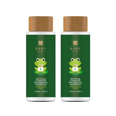 Dr Botanicals Baby Lux Aloe Vera & Kamille Baby Shampoo & Badegel 200ml Twin Value Savings Pack Image