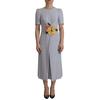 Dolce & Gabbana Damen Midi Viskosekleid mit blauen Blumenapplikationen