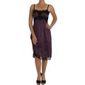 Seiden-Stretch-Kleid aus schwarzer Spitze in A-Linie
