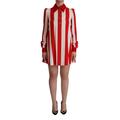 Dolce & Gabbana Damen Weiß Rot Stretch Mini Hemdkleid