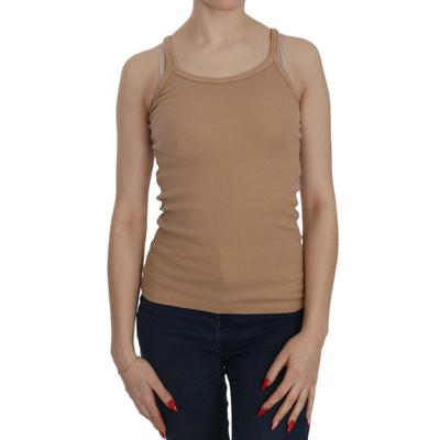 PINK MEMORIES Damen Beigefarbene Ärmellose Spaghetti-Top Bluse Image