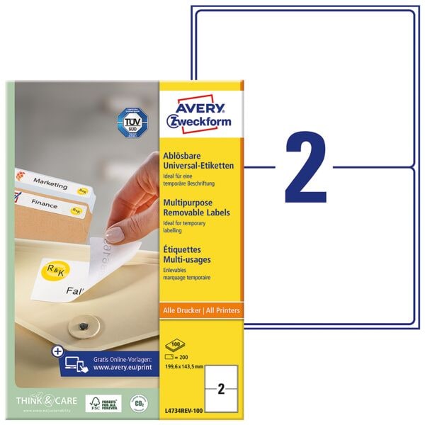 Avery Zweckform 20% AKTION: 200er-Pack Universal Klebeetiketten »L4734REV-100« Image