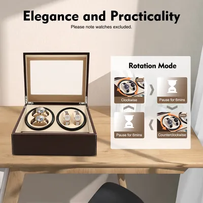Automatic Watch Winder 4+6 Rotation Leather Storage Case Display Case Box Holder Organizer with