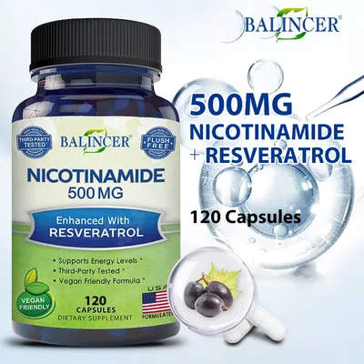 Niacinamide, 500 Mg, Vitamin B3 Supplement, for Healthy Hair Skin & Nails, Energy Support, Non-GMO,