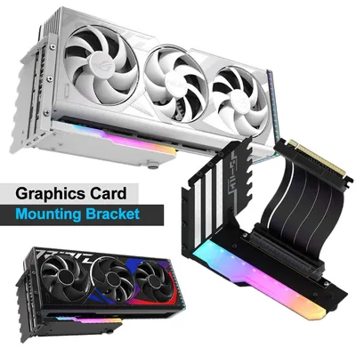 Vertical GPU Mounting Bracket with 15cm PCI-E 4.0 X16 Riser Cable Video Card Support Kit 90 Degree