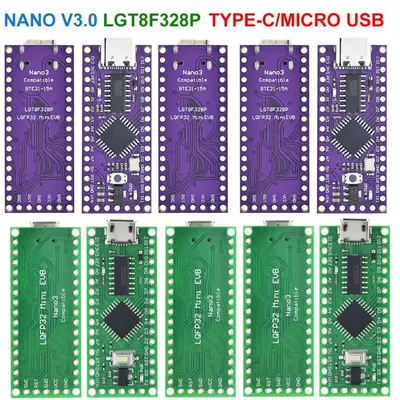 1-5PCS Type-C / Micro USB Nano 3.0 Compatible LGT8F328P-LQFP32 Mini EVB Nano Controller CH9340C /