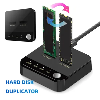 M.2 SATA/NVMe Dual-Bay Hard Drive Docking Station Duplicator Clone Duplicaotr with LED Indicator for