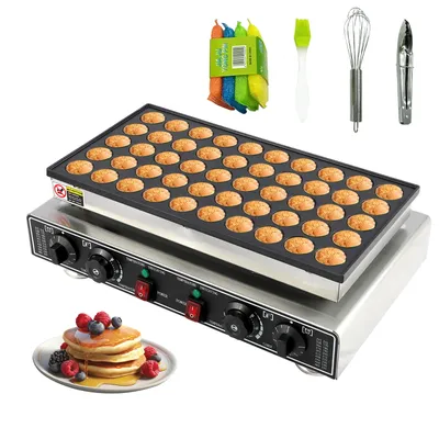 50 PCS Mini Pancakes Maker Machine 110V Mini Dutch Pancake Maker 1800W Commercial Electric Nonstick