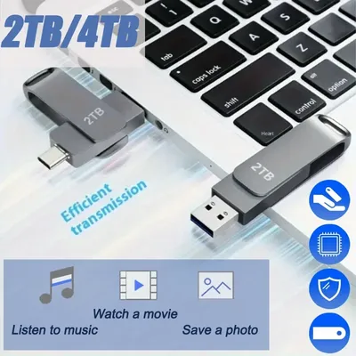 2/4TB USB flash drive Type-C dual interface phone computer dual-use keychain design, lightweight and