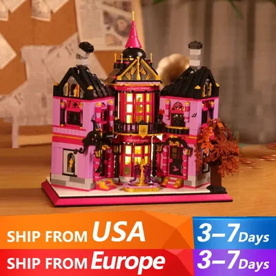 1366PCS Creative Expert Magic Shop Mini Model with Lighting Street View Castle Building Blocks Assembling Toy Kid Christmas Gift