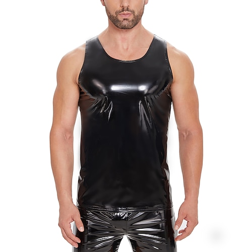 T-Shirt Ganzkörperanzug Tanktop Karnevalskostüm Herren Glänzend Metallisch Kostüm für Leistung Club Pole Dance Halloween Karneval Erwachsene Image