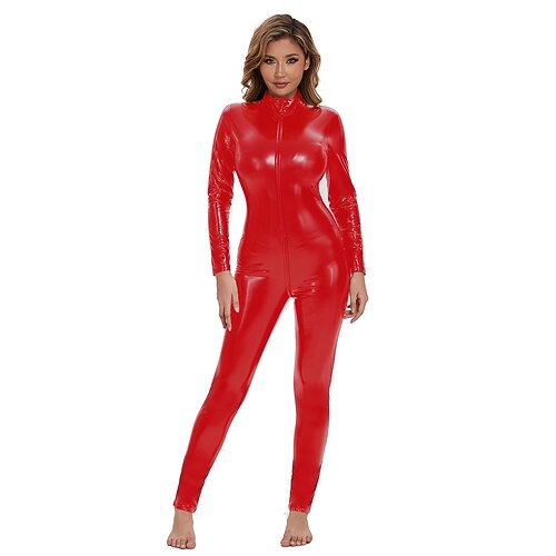 Zentai-Anzüge Bodysuit Onesie-Kostüm Karnevalskostüm Damen Glänzend Metallisch Elasthan Kostüm für Leistung Club Pole Dance Halloween Karneval Erwachsene Image