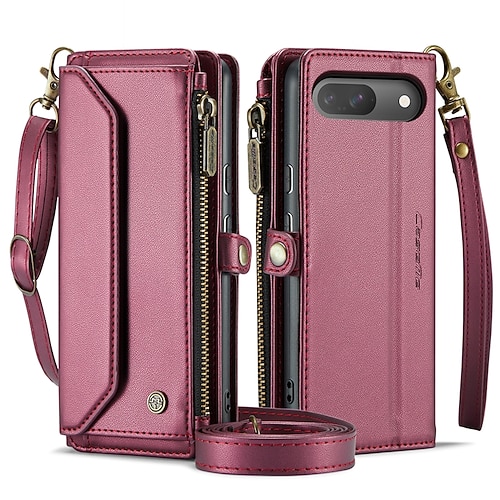 Handy Hülle Handyhüllen Für Google Pixel 9 Pro Pixel 9 Pro XL Pixel 8 Pro Pixel 8 Pixel 9 Brieftasche Kartenetui Magnetisch Reisverschluss Unterstützt kabelloses Laden Retro TPU PC Image