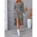 Damen Midikleid Casual kleid Schaukelkleid Wickelkleid A Linie Kleid Brautkleider schlicht Täglich Regular Fit Blumen Langarm V Ausschnitt Schwarz Purpur Grün Sommer Frühling Herbst