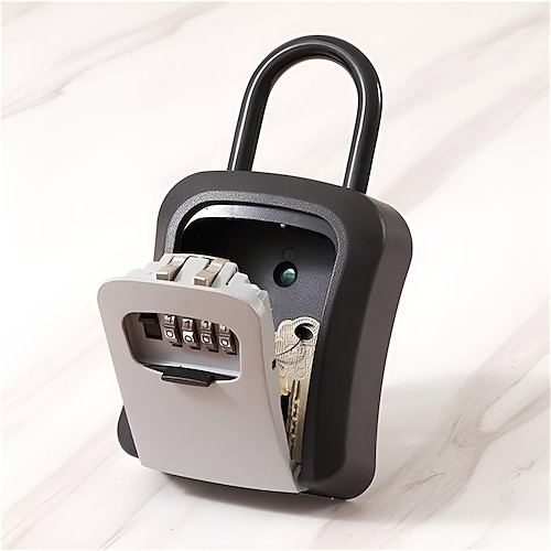 Schlüsselaufbewahrungsbox Schlüsselsafe Schlüsselschlosskasten für den Außenbereich wasserdicht 4-stellige Schlüsselkombination Schlüsselaufbewahrung Schlüsselsafe für den Außenbereich Wandhaken Image