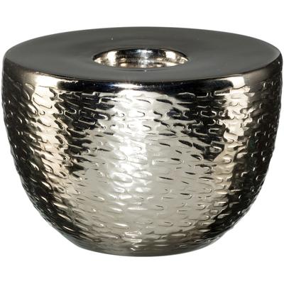 Teelichthalter CREATIV DECO, silber (silberfarben), H:8,00cm Ø:10,00cm, Aluminium, Kerzenhalter, mit schimmerndem Effekt, 4er Set, Ø ca. 10 cm Image