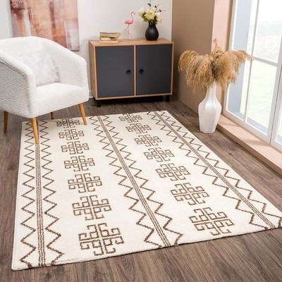 Teppich CARPET CITY "April 0608", beige (creme), B:120cm H:10mm L:170cm, Polyester, Teppiche, Läufer, weich durch Microfaser, Boho Ethno Look, Wohnzimmer Image