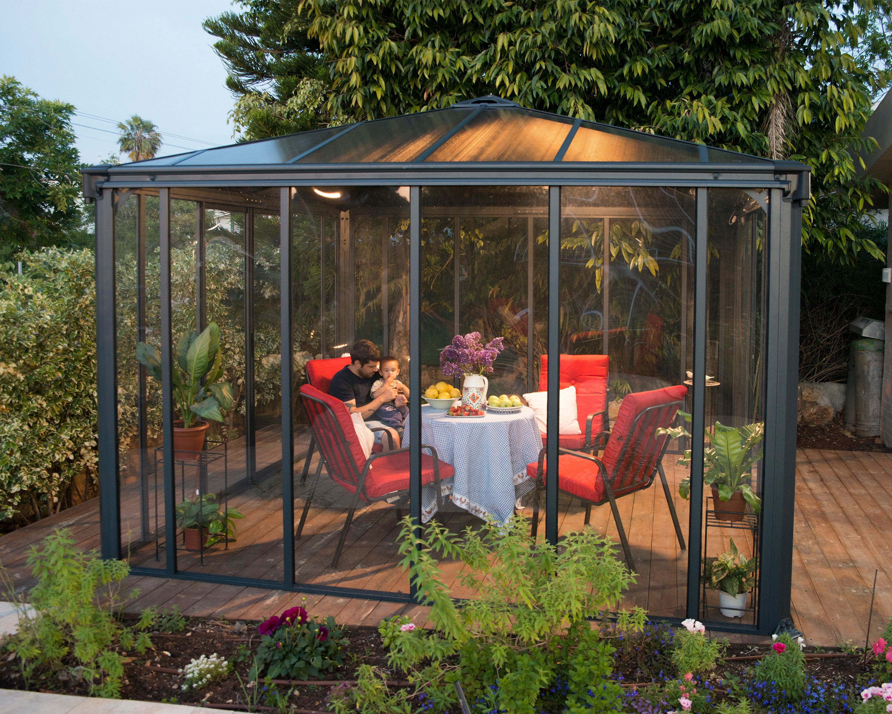 Pavillon PALRAM - CANOPIA "Ledro 3600", grau (anthrazit), B/H/T: 360cm x 295cm x 360cm, Pavillons, BxT: 360x360 cm Image