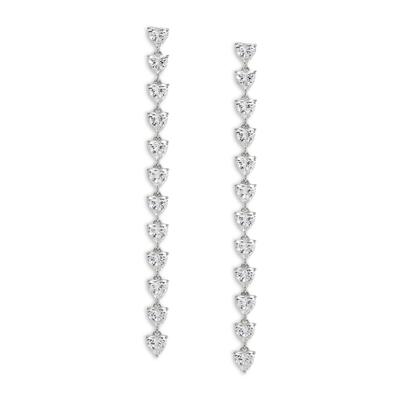 Nadri Real Love Heart Cubic Zirconia Linear Drop Earrings - Silver