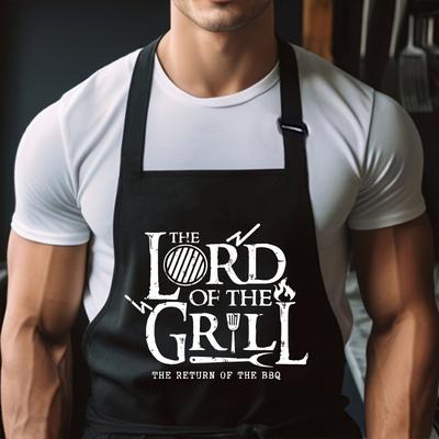 "TEMU Adjustable Black Apron With "the " Print - Unisex, 2- For Cooking & Bbq, Durable Polyester, Ideal Father's Day Gift, Birthday Present, Bbq Apron|fashionable Home Kitchen Apron|polyester" Image