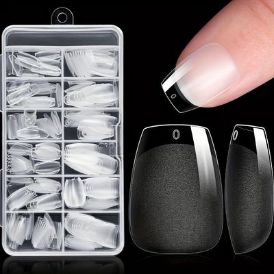 TEMU Soft Gel X Nail Tips 240/box Short Half-matte Acrylic Nail Tips Ballet False Nails Press On Nails For Nail Art Design Manicure Tools For Nail Art Diy Image