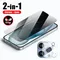 Verre de protection 2 en 1 pour smartphone iPhone 15/14 Plus/13/12 Mini/11 Pro Max, protecteur