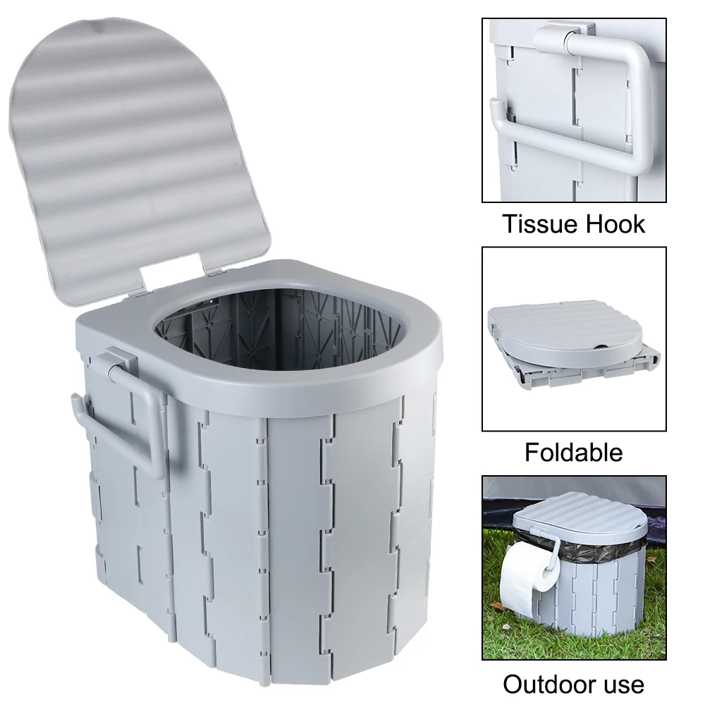 Reiseeimer Toilettensitz Tragbare Klapptoilette mit Deckel Notfalltoilette Auto Klapptoiletten Campingtoilette