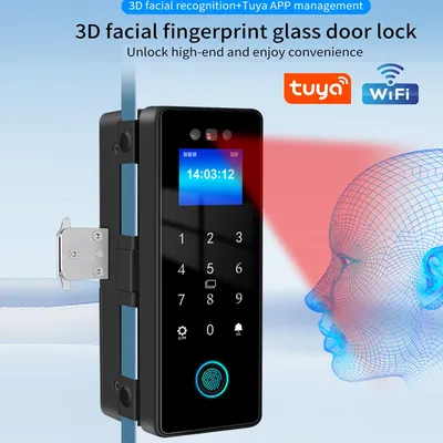 3D Gesichtserkennung Smart Lock Tuya APP WIFI Infrarot Sensor Biometrische Elektronische Fingerabdruck Entsperren Glas Türschloss Büro Tür