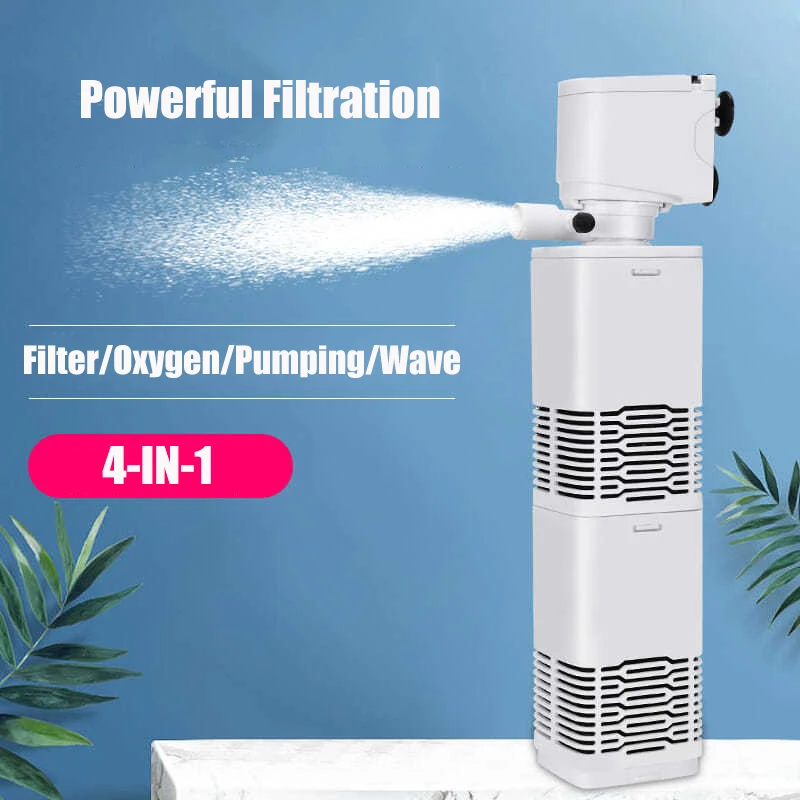 Stille Aquarium Filter Wasser Filtration Ausrüstung Tauch Luft Sauerstoff Interne Pumpe Aquarium Filter Welle Pumpe 4-IN-1 Image