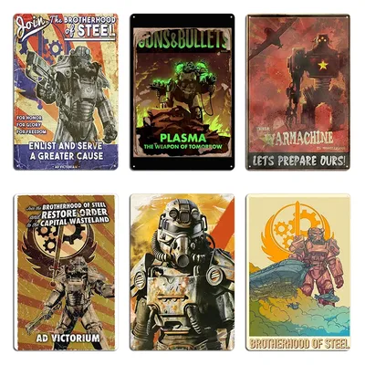 Auflist Now Brotherhood Of Steel Propaganda Poster Megapanda687 Metallschild Garage Wanddekoration Brotherhood Of Steel Blechschild Poster Image