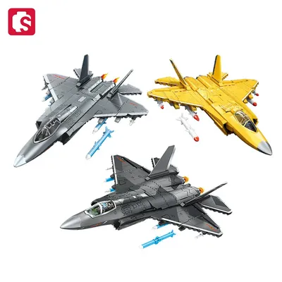 SEMBO Trägerbasierte Kampfjet-Bausteine, MOC, bewaffnete Flugzeugmodelle, Flugzeugkonstruktionssets Image