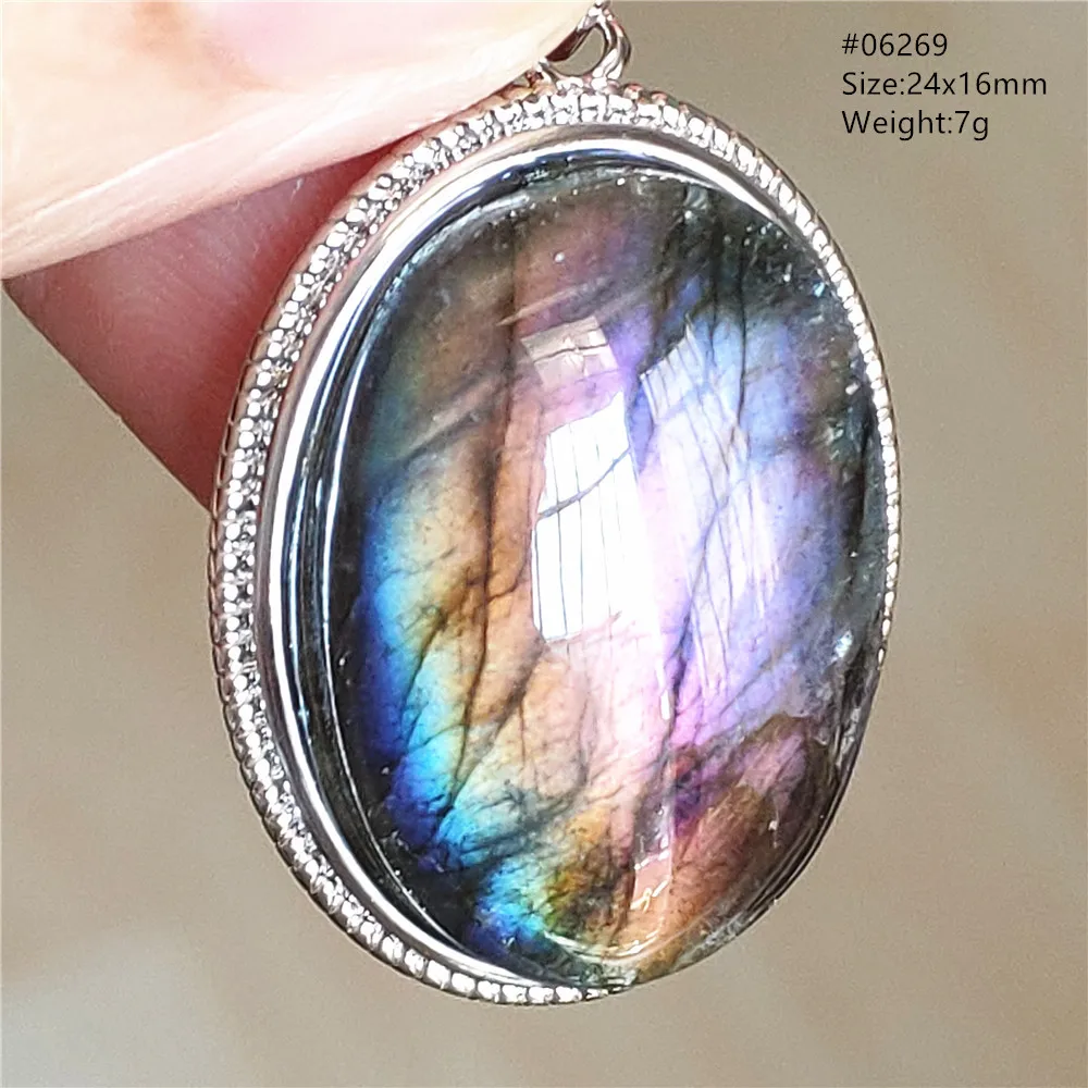 Natürliche Blaue Labradorit Oval Anhänger Schmuck Bunte Labradorit Halskette Frauen Männer Neue Mode AAAAAA Image