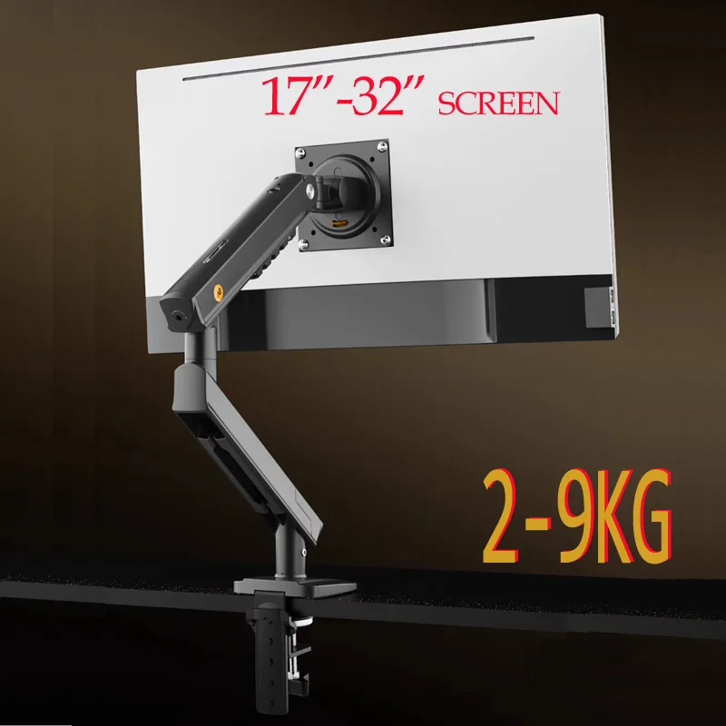 Supporto da scrivania per monitor LCD LED NB F80 D2 A5-XS 17"-30" con braccio a molla a gas, movimento completo, capacità 2-9kg, morsetto bianco