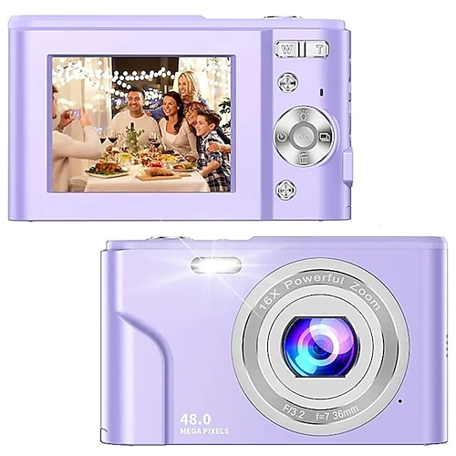 Digitalkamera 1080p 48 Megapixel Vlogging-Kamera mit 16-fachem Digitalzoom kompakte tragbare Minikameras für Anfänger Geburtstagsgeschenk