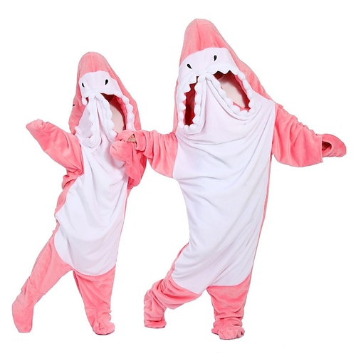 Dinosaurier Hai Paare Faschingskostüme Kigurumi-Pyjamas Onesies Kinder Erwachsene Herren Damen Jungen Neuheit Lustiges Kostüm Kostümparty Karneval Einfaches Karnevalskostüm Image