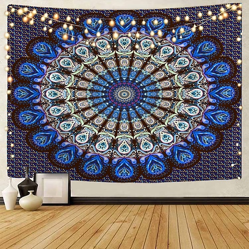 Mandala Bohemian Wandteppich Kunst Dekor Decke Vorhang hängen zu Hause Schlafzimmer Wohnzimmer Wohnheim Dekoration Boho Hippie psychedelische Blumenblume Lotus Indianer Image