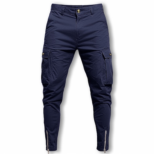 Herren Cargohose Cargohosen Hose Hosen Chinesisch Chino Sommerhosen Freizeithose Zip Glatt Komfort Atmungsaktiv In voller Länge Casual Täglich Festtage Modisch Basic Schwarz Weiß Mikro-elastisch Image