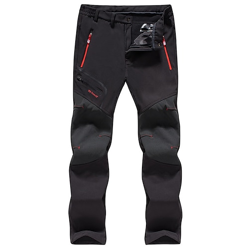 Herren Wanderhosen Fleecegefütterte Hosen Wintermantel Softshellhosen Winter Herbst Außen Thermowarm Fleece-Futter Winddicht Regenfest Hosen Unterteile Elastischer Bund Schwarz Armeegrün Softshell Image