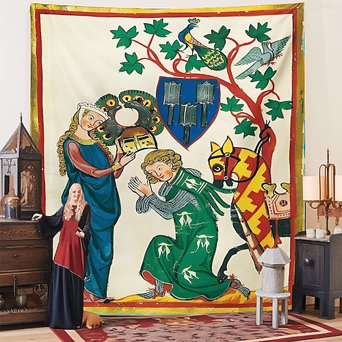 Mittelalterliche Wandteppich Mittelalter Wandteppich Kunst Großes Wandteppich Wanddeko Foto Hintergrund Decke Vorhang Zuhause Schlafzimmer Wohnzimmer Dekoration Image