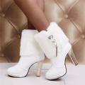 Per donna Stivaletti Regali di San Valentino Scarpe bianche Stivali da sposa Feste Esterno Tinta unica Tinta unita In pile Stivaletti Stivaletti Colletto di pelliccia Cristalli Nappa Plateau Tacco