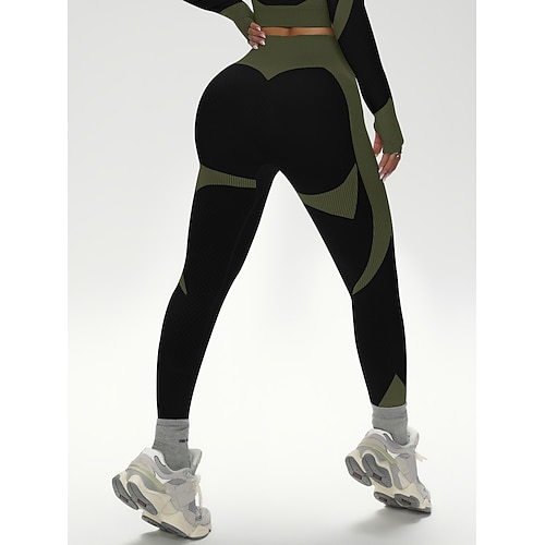 Per donna Pantaloni da yoga Leggings da yoga Vita Alta Pilates Allenamento in Palestra Allenamento Collant Blocco di colori Nero Rosa Verde militare Autunno Gli sport Abbigliamento sportivo