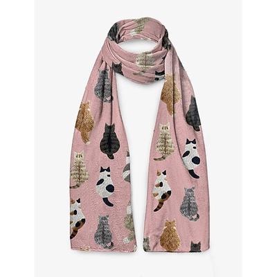 sciarpa beige con motivo a gatto carino da donna – accessorio invernale comodo ed elegante