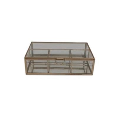 Rectangular Decorative Box - 8.25" - Gold and Clear
