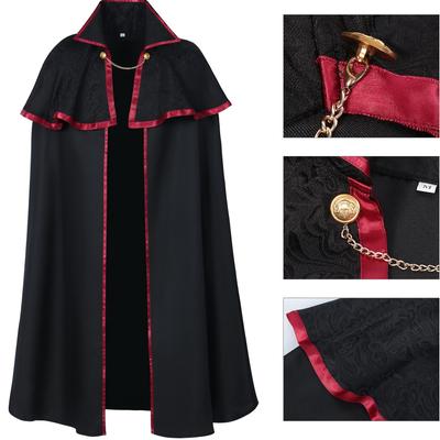 TEMU Plus Size Men's Pirate Vampire Medieval European Royal Cloak With Padded Shoulders, Vintage Cape With Chain For Men, Performance Costume