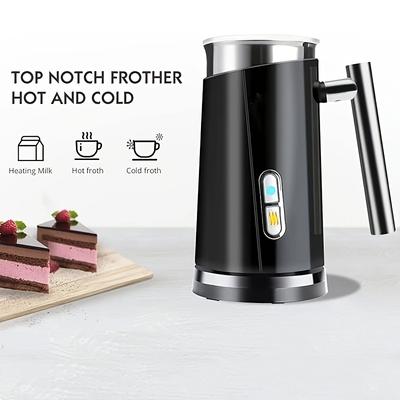 TEMU Electric Milk Frother - Automatic Hot & Maker For Latte, Cappuccino, And Hot Chocolate - Kitchen Gadget With Heating , Food-, 110v-130v (white/black)