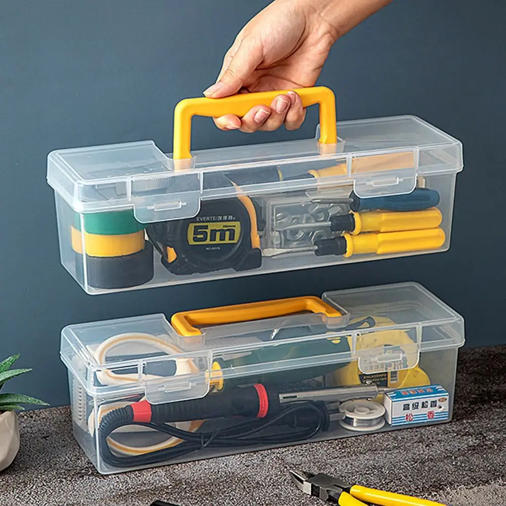 Boîte à outils oller transparente portable, boîte à outils africaine multifonctionnelle, boîte de pièces en plastique, outil de rangement d'outils ménagers