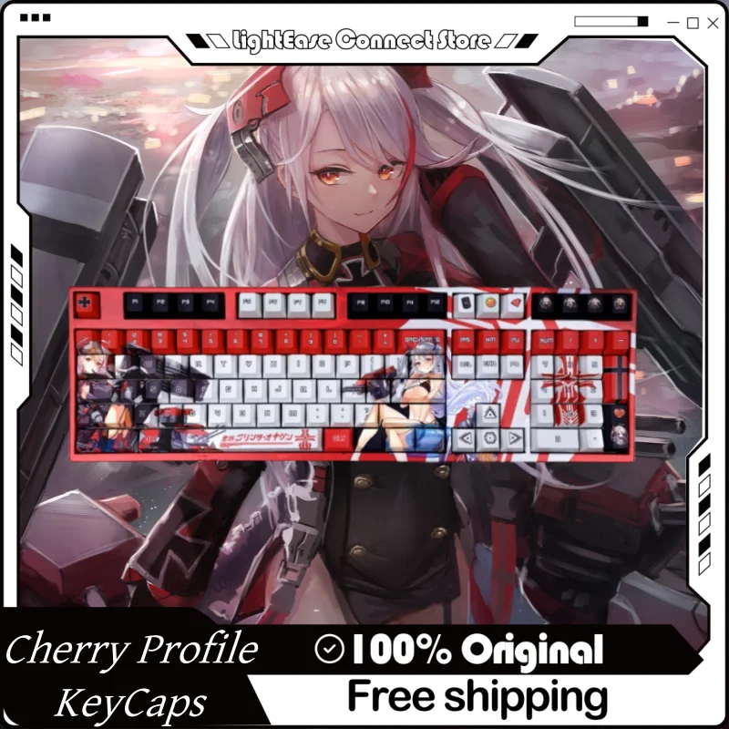 Azur Lane Kms Prinz Eugen Theme Tastenkappe 120-Tasten-PBT-Thermosublimation Mechanische Tastatur Diy Cartoon Anime Niedliches Spiel Tastenkappe Image