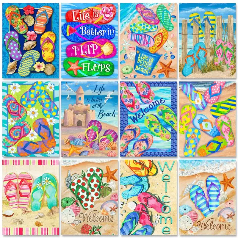 GATYZTORY Modernes Malen nach Zahlen, Malset, Strandszene, Malen nach Zahlen, einzigartiges Geschenk, Kunsthandwerk, Wanddekoration auf Leinwand Image